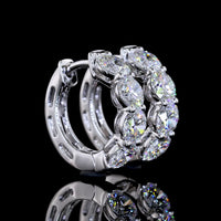 14K White Gold Huggie Earrings with 8 Prong-Set Round Lab Diamonds - 2.01 Total Carat Weight, E-F Color, VS1 Clarity - Covaloro Fine Jewelry