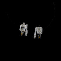 14K White Gold Huggie Earrings with Bezel Set Emerald Cut Lab Diamonds and Prong Set Brilliant Cut Diamond Accents - 1.30 Carat Total Diamond Weight - Covaloro Fine Jewelry
