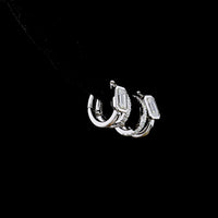 14K White Gold Huggie Earrings with Bezel Set Emerald Cut Lab Diamonds and Prong Set Brilliant Cut Diamond Accents - 1.30 Carat Total Diamond Weight - Covaloro Fine Jewelry