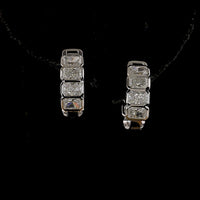 14K White Gold Huggie Earrings with Bezel Set Radiant Cut Lab Diamonds - 3.16 Carat Total Weight - Covaloro Fine Jewelry