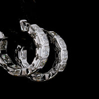 14K White Gold Huggie Earrings with Bezel Set Radiant Cut Lab Diamonds - 3.16 Carat Total Weight - Covaloro Fine Jewelry