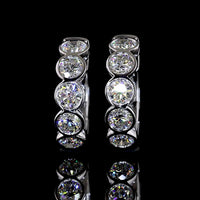 14K White Gold Huggie Earrings with Bezel Set Round Lab Diamonds - 1.04 Carats Total Diamond Weight - Covaloro Fine Jewelry