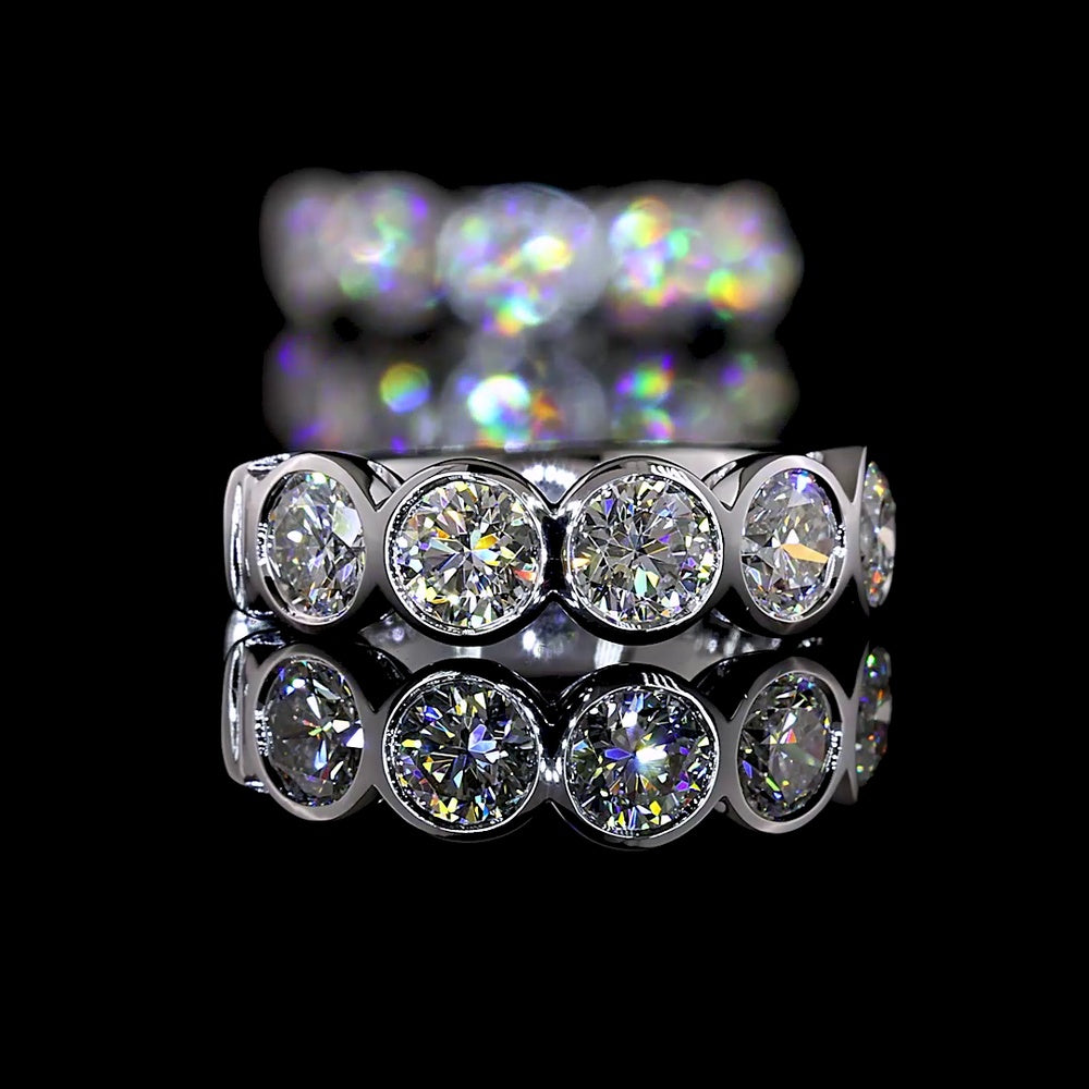 14K White Gold Huggie Earrings with Bezel Set Round Lab Diamonds - 1.04 Carats Total Diamond Weight - Covaloro Fine Jewelry