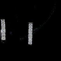 14K White Gold Huggie Earrings with Emerald Cut and Brilliant Cut Lab Diamonds - 0.37 Total Carat Weight - Covaloro Fine Jewelry
