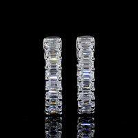 14K White Gold Huggie Earrings with Emerald Cut Lab Diamonds - 1.53 Carats Total Diamond Weight (E-F Color, VS1 Clarity) - Covaloro Fine Jewelry