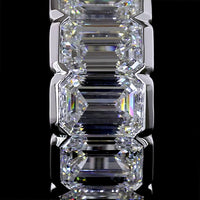 14K White Gold Huggie Earrings with Half Bezel Set Emerald Cut Lab Diamonds - 3.02 Total Carat Weight, E-F Color VS Clarity - Covaloro Fine Jewelry