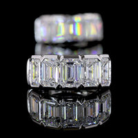 14K White Gold Huggie Earrings with Half Bezel Set Emerald Cut Lab Diamonds - 3.02 Total Carat Weight, E-F Color VS Clarity - Covaloro Fine Jewelry