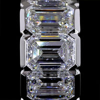 14K White Gold Huggie Earrings with Half Bezel Set Emerald Cut Lab Diamonds - 5.18 Total Carat Weight - Covaloro Fine Jewelry