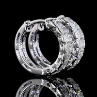 14K White Gold Huggie Earrings with Half Bezel Set Radiant Cut Lab Diamonds - 1.02 Carats Total Diamond Weight - Covaloro Fine Jewelry