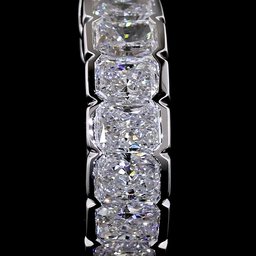 14K White Gold Huggie Earrings with Half Bezel Set Radiant Cut Lab Diamonds - 1.02 Carats Total Diamond Weight - Covaloro Fine Jewelry