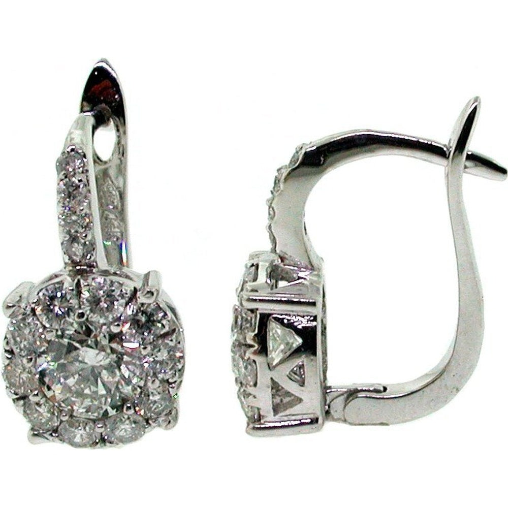 14K White Gold Huggie Earrings with Halo Set Round Diamonds - 1.64 Carat Total Diamond Weight by Auriventus