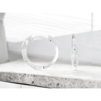 14K White Gold Huggie Earrings with Marquise Diamond Accents - 0.25 Carat Total Diamond Weight - Royal Jewelry