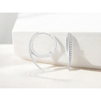 14K White Gold Huggie Earrings with Pave-Set Round Diamonds - 0.27 Carat Total Diamond Weight - Royal Jewelry