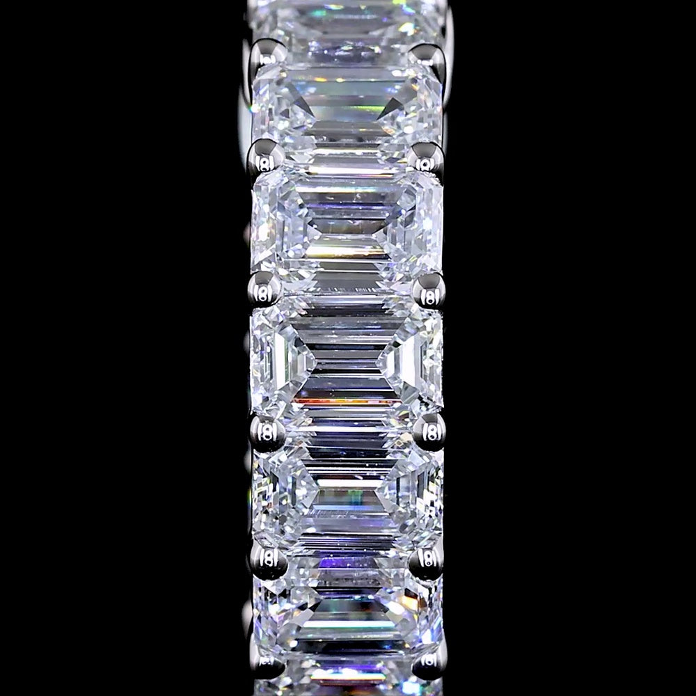 14K White Gold Huggie Earrings with Prong Set Emerald Cut Lab Diamonds - 2.54 Carat Total Weight - Covaloro Fine Jewelry