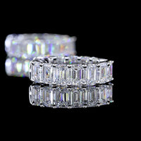 14K White Gold Huggie Earrings with Prong Set Emerald Cut Lab Diamonds - 2.54 Carat Total Weight - Covaloro Fine Jewelry