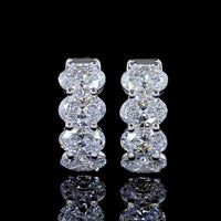 14K White Gold Huggie Earrings with Prong Set Oval Lab Diamonds - 3.04 Carats Total Diamond Weight - Covaloro Fine Jewelry