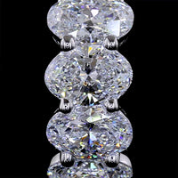 14K White Gold Huggie Earrings with Prong Set Oval Lab Diamonds - 3.04 Carats Total Diamond Weight - Covaloro Fine Jewelry