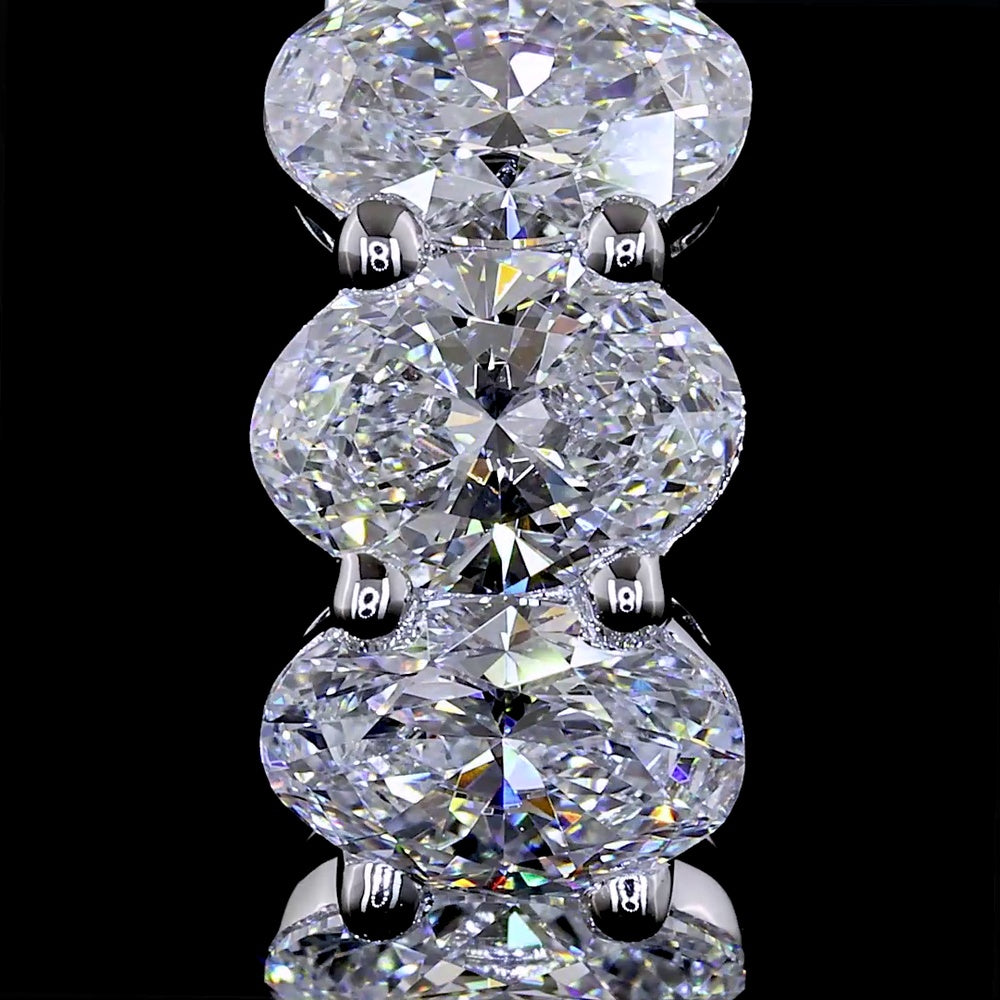 14K White Gold Huggie Earrings with Prong Set Oval Lab Diamonds - 3.04 Carats Total Diamond Weight - Covaloro Fine Jewelry