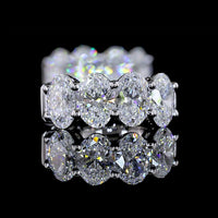 14K White Gold Huggie Earrings with Prong Set Oval Lab Diamonds - 3.04 Carats Total Diamond Weight - Covaloro Fine Jewelry