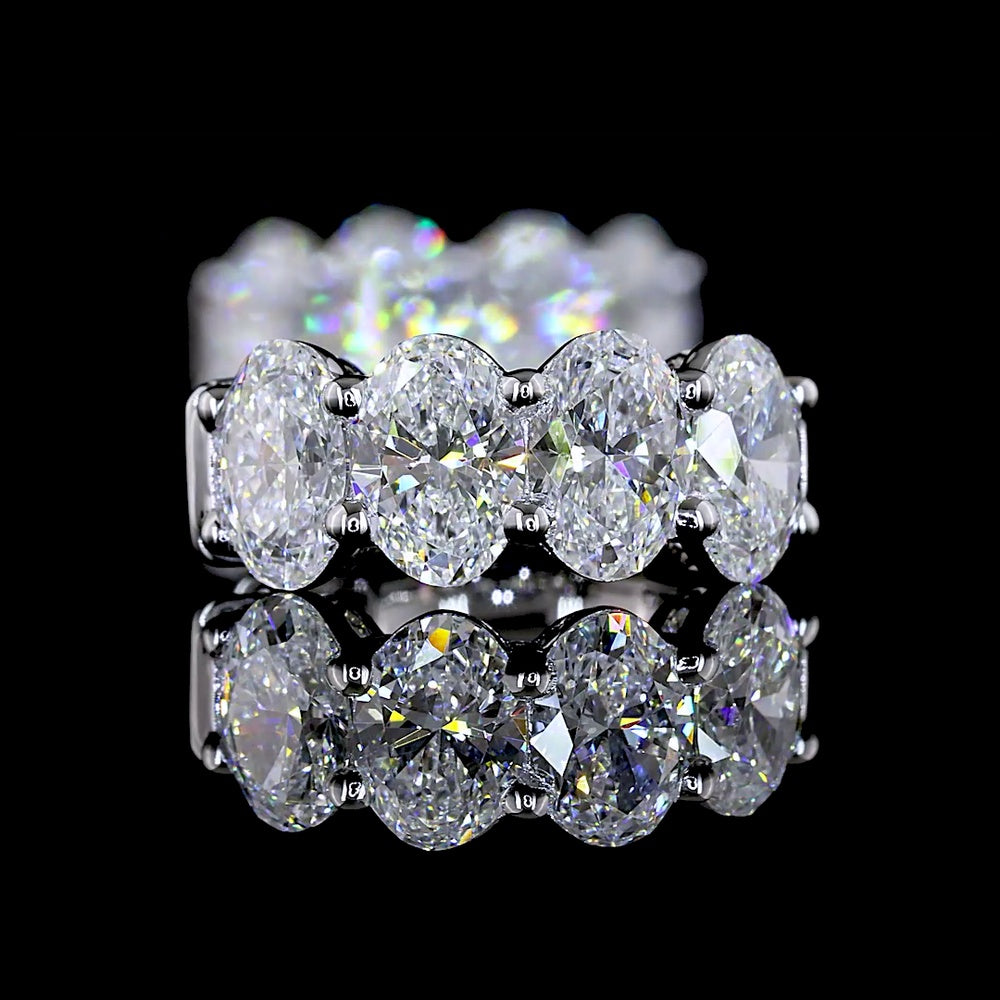 14K White Gold Huggie Earrings with Prong Set Oval Lab Diamonds - 3.04 Carats Total Diamond Weight - Covaloro Fine Jewelry