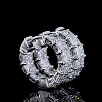 14K White Gold Huggie Earrings with Prong Set Radiant Cut Lab Diamonds - 3.08 Carat Total Diamond Weight - Covaloro Fine Jewelry