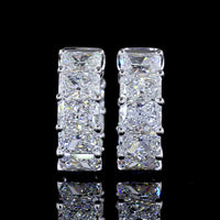 14K White Gold Huggie Earrings with Radiant Cut Lab Diamonds - 4.88 Carats Total Diamond Weight - Covaloro Fine Jewelry