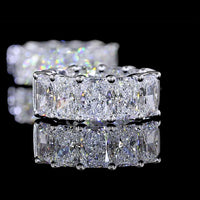 14K White Gold Huggie Earrings with Radiant Cut Lab Diamonds - 4.88 Carats Total Diamond Weight - Covaloro Fine Jewelry