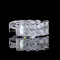 14K White Gold Huggie Earrings with Radiant Cut Lab Diamonds - 4.88 Carats Total Diamond Weight - Covaloro Fine Jewelry