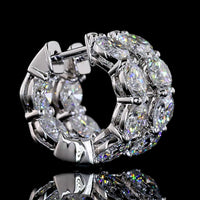 14K White Gold Huggie Earrings with Round Brilliant Cut Lab Diamonds - 5.17 Carat Total Weight, E-F VS1 Clarity - Covaloro Fine Jewelry