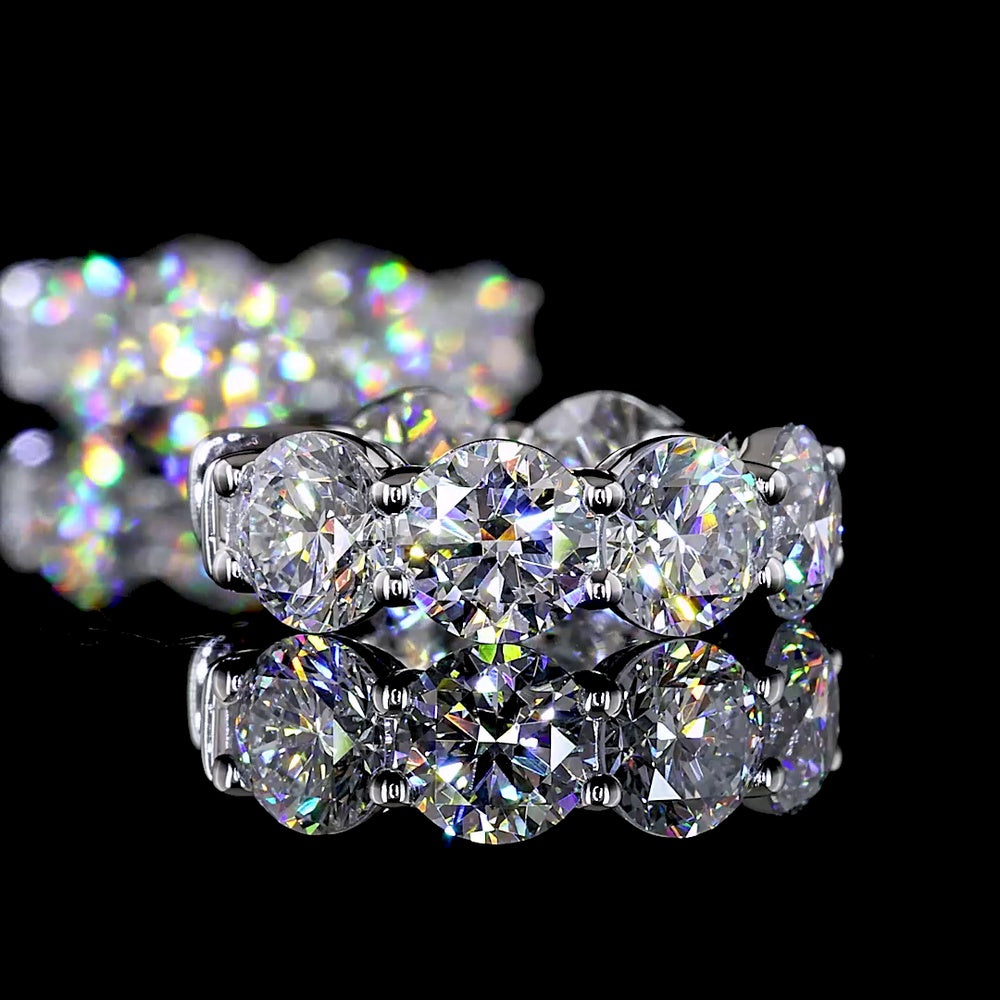 14K White Gold Huggie Earrings with Round Brilliant Cut Lab Diamonds - 5.17 Carat Total Weight, E-F VS1 Clarity - Covaloro Fine Jewelry