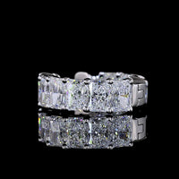 14K White Gold Huggie Earrings with Shared Prong Set Radiant Cut Lab Diamonds - 2.99 Carats Total Diamond Weight - Covaloro Fine Jewelry