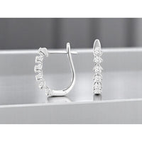14K White Gold Huggie Earrings with Shared-Prong Set Round Brilliant Diamonds - 0.50 Carat Total Diamond Weight - Royal Jewelry