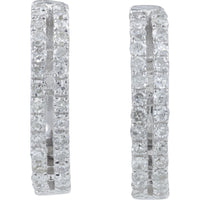 14K White Gold Huggie Hoop Earrings with Prong-Set Round Diamonds - 0.25 Carat Total Diamond Weight