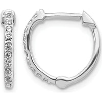 14K White Gold Huggie Hoop Earrings with Round Diamonds - 0.01 Carat Total Diamond Weight by Monteluci Fine Jewelry