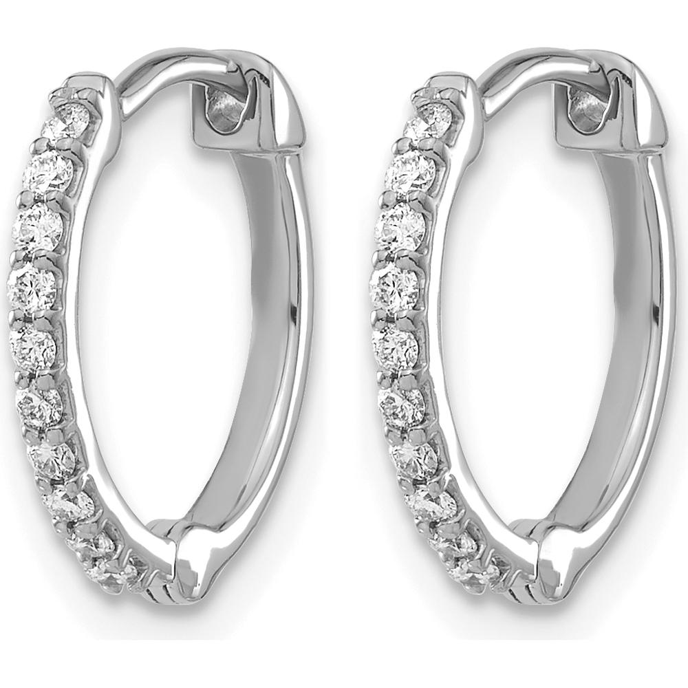 14K White Gold Huggie Hoop Earrings with Round Diamonds - 0.01 Carat Total Diamond Weight by Monteluci Fine Jewelry