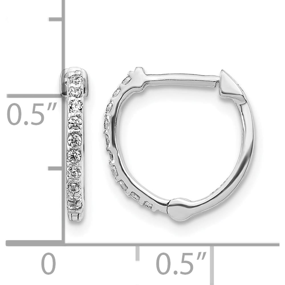 14K White Gold Huggie Hoop Earrings with Round Diamonds - 0.01 Carat Total Diamond Weight by Monteluci Fine Jewelry