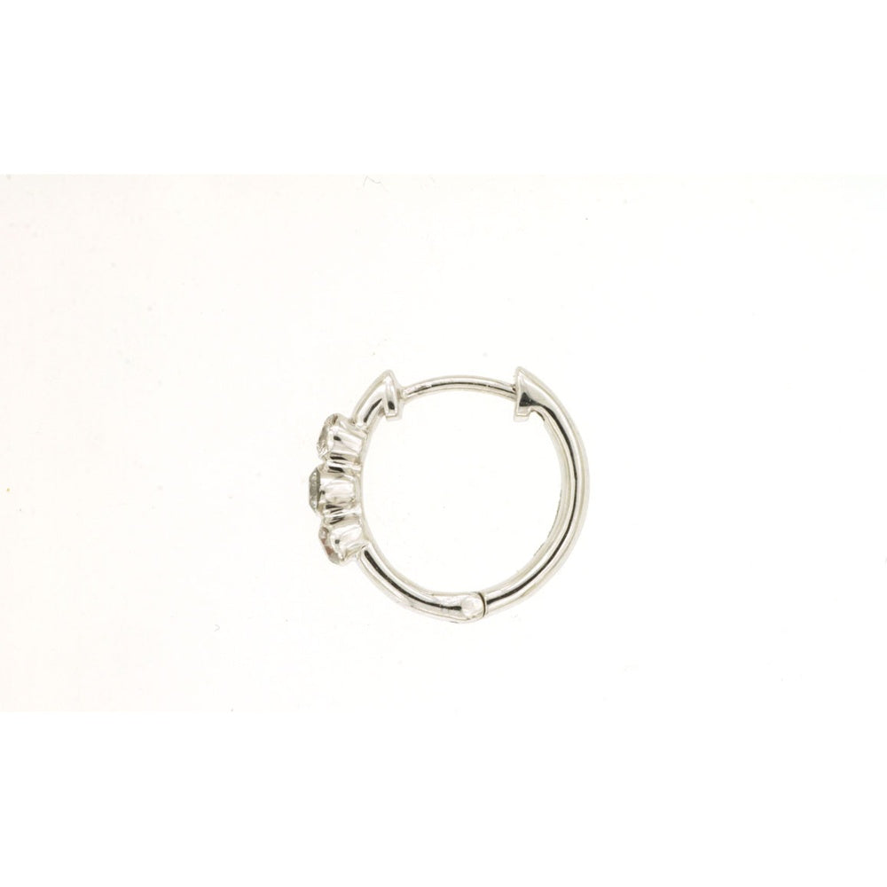 14K White Gold Huggie Hoop Earrings with Shared-Prong Set Round Diamonds - 0.25 Carat Total Diamond Weight - Royal Jewelry