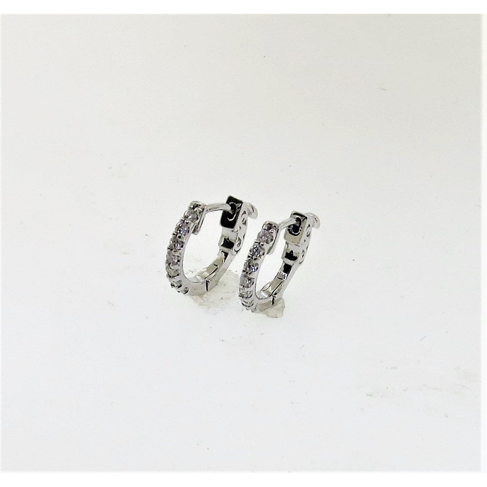 14K White Gold Huggies Earrings with Prong Set Round Diamonds - 0.30 Carat Total Diamond Weight by Auriventus