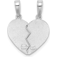 14K White Gold I LOVE YOU Break-Apart Heart Charm with Rhodium Plating by Oro Pregiato
