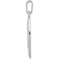 14K White Gold Ichthus Fish Cross Pendant with Rhodium Plating - 26mm Length, 9mm Width by Oro Pregiato
