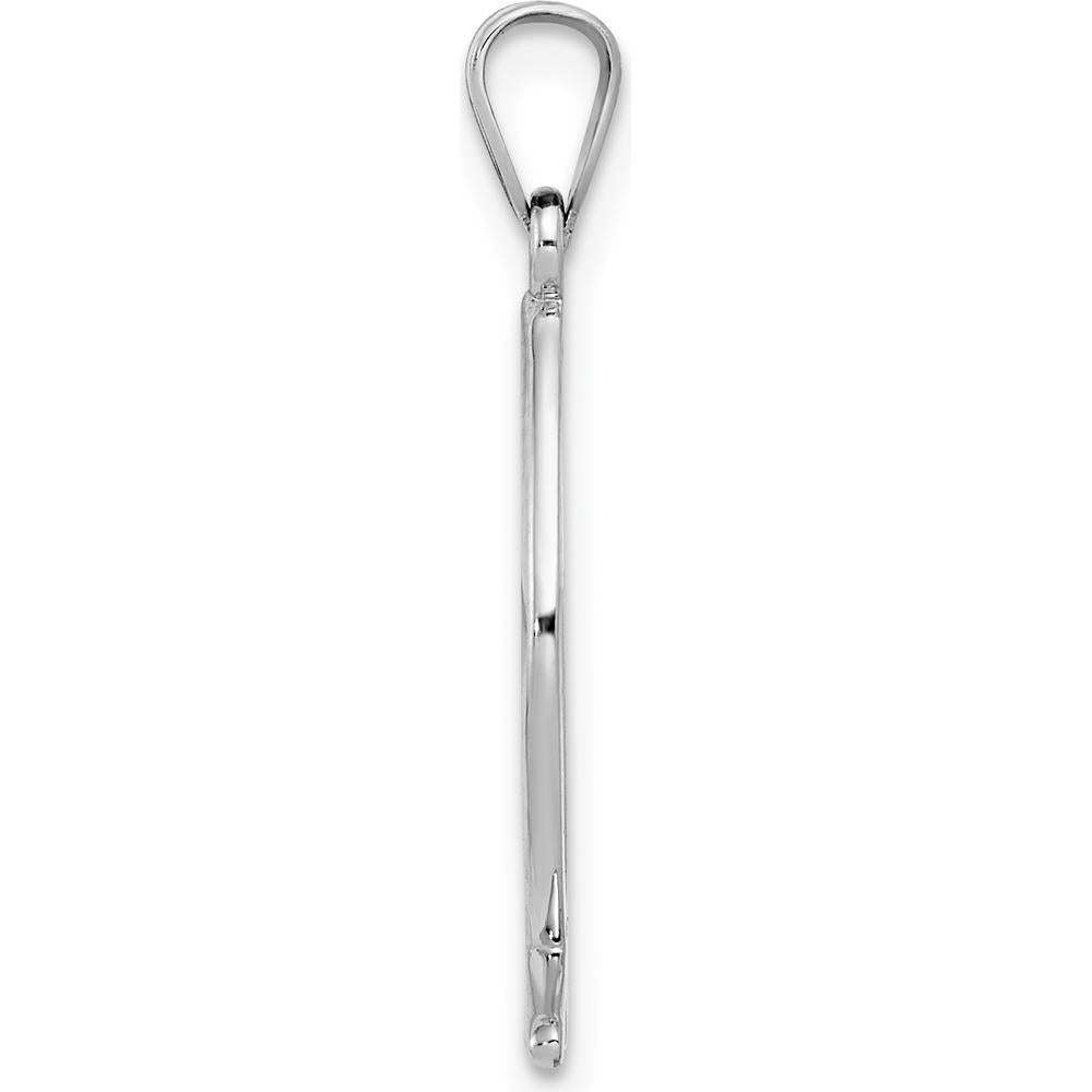 14K White Gold Ichthus Fish Pendant with Rhodium Plating - 26mm Length by Oro Pregiato