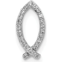 14K White Gold Ichthus Fish Pendant with Round Diamonds - 1/15 Carat Total Diamond Weight by Monteluci Fine Jewelry