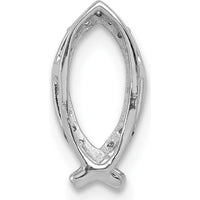 14K White Gold Ichthus Fish Pendant with Round Diamonds - 1/15 Carat Total Diamond Weight by Monteluci Fine Jewelry