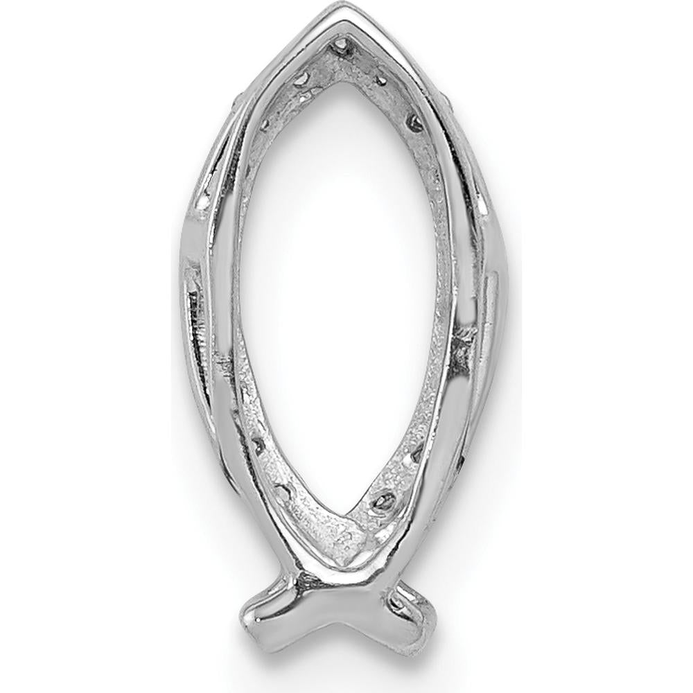 14K White Gold Ichthus Fish Pendant with Round Diamonds - 1/15 Carat Total Diamond Weight by Monteluci Fine Jewelry
