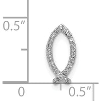 14K White Gold Ichthus Fish Pendant with Round Diamonds - 1/15 Carat Total Diamond Weight by Monteluci Fine Jewelry