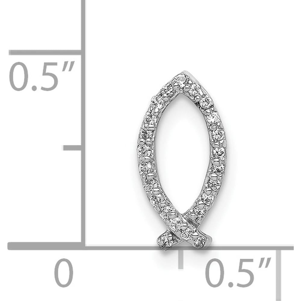 14K White Gold Ichthus Fish Pendant with Round Diamonds - 1/15 Carat Total Diamond Weight by Monteluci Fine Jewelry