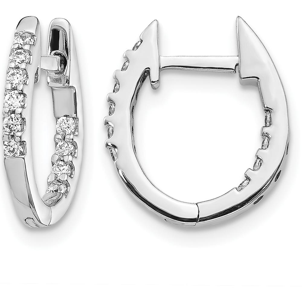 14K White Gold In & Out Diamond Hinged Hoop Earrings - 0.24 Carat Total Diamond Weight by Monteluci Fine Jewelry