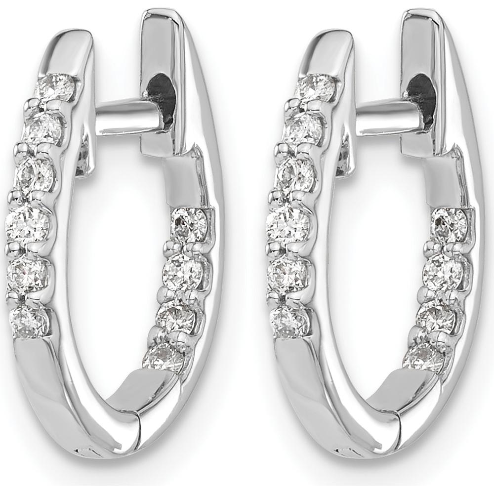 14K White Gold In & Out Diamond Hinged Hoop Earrings - 0.24 Carat Total Diamond Weight by Monteluci Fine Jewelry
