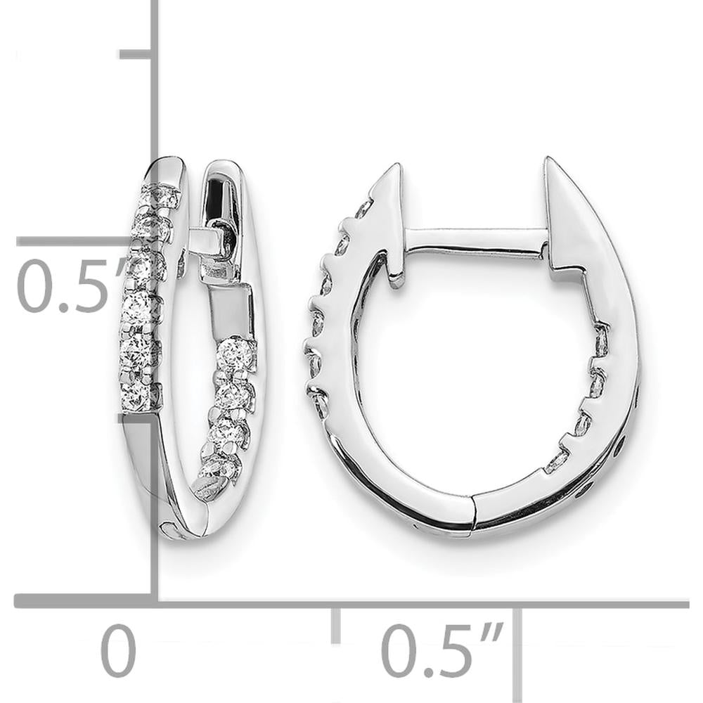 14K White Gold In & Out Diamond Hinged Hoop Earrings - 0.24 Carat Total Diamond Weight by Monteluci Fine Jewelry