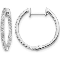 14K White Gold In & Out Hinged Hoop Earrings with Round Natural Diamonds - 0.027 Carat Total Diamond Weight by Monteluci Fine Jewelry